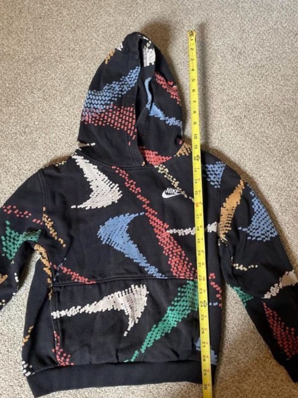 Nike Black Hoodie with Multicolor Swoosh Dot Print